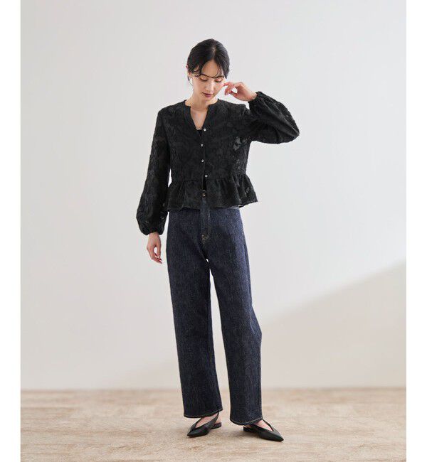 ROPE「ペプラムジャガードブラウス/イージーケア」|シャツ・ブラウス|