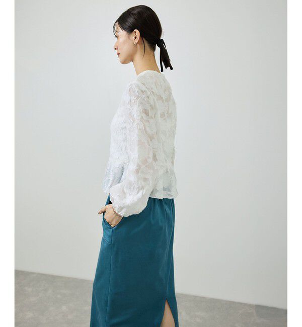 ROPE「ペプラムジャガードブラウス/イージーケア」|シャツ・ブラウス|