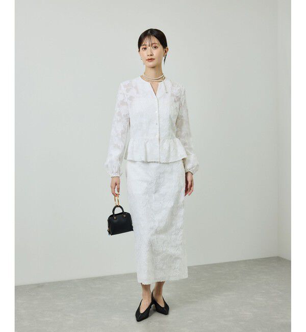 ROPE「ペプラムジャガードブラウス/イージーケア」|シャツ・ブラウス|