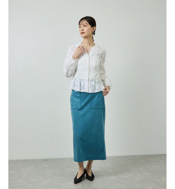 ROPE「ペプラムジャガードブラウス/イージーケア」|シャツ・ブラウス|