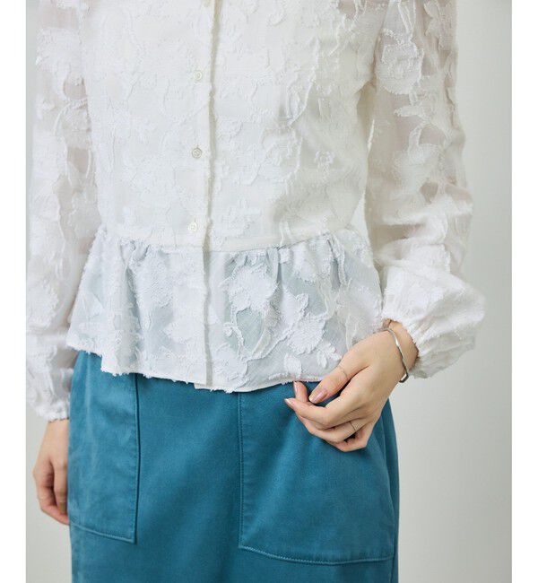 ROPE「ペプラムジャガードブラウス/イージーケア」|シャツ・ブラウス|