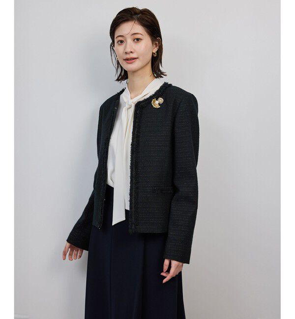 ROPE「ミックスツイードノーカラージャケット/セットアップ対応・25AW」|ノーカラージャケット|