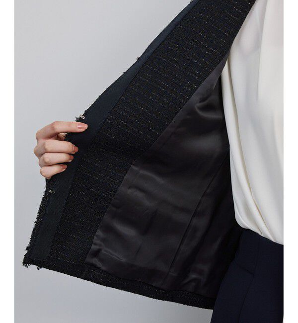 ROPE「ミックスツイードノーカラージャケット/セットアップ対応・25AW」|ノーカラージャケット|