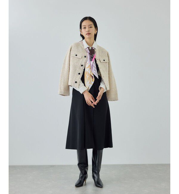 ROPE「【COOHEM(コーヘン)】BASIC TWEED VELVET JACKET」|ノーカラージャケット|