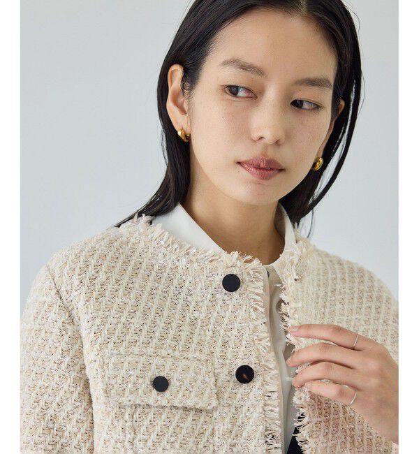 ROPE「【COOHEM(コーヘン)】BASIC TWEED VELVET JACKET」|ノーカラージャケット|