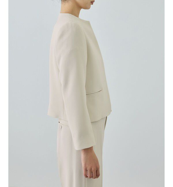 ROPE「トリアセダブルクロス クルーネックジャケット/セットアップ対応・イージーケア・26SS」|ノーカラージャケット|