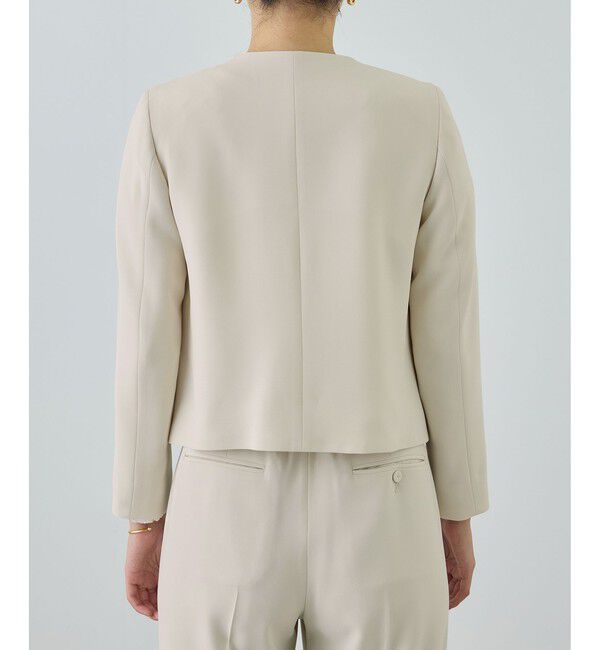 ROPE「トリアセダブルクロス クルーネックジャケット/セットアップ対応・イージーケア・26SS」|ノーカラージャケット|