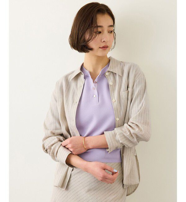 ROPE「リネンシルクコットンシャツ(無地＆ストライプ)/イージーケア・セットアップ対応」|シャツ・ブラウス|