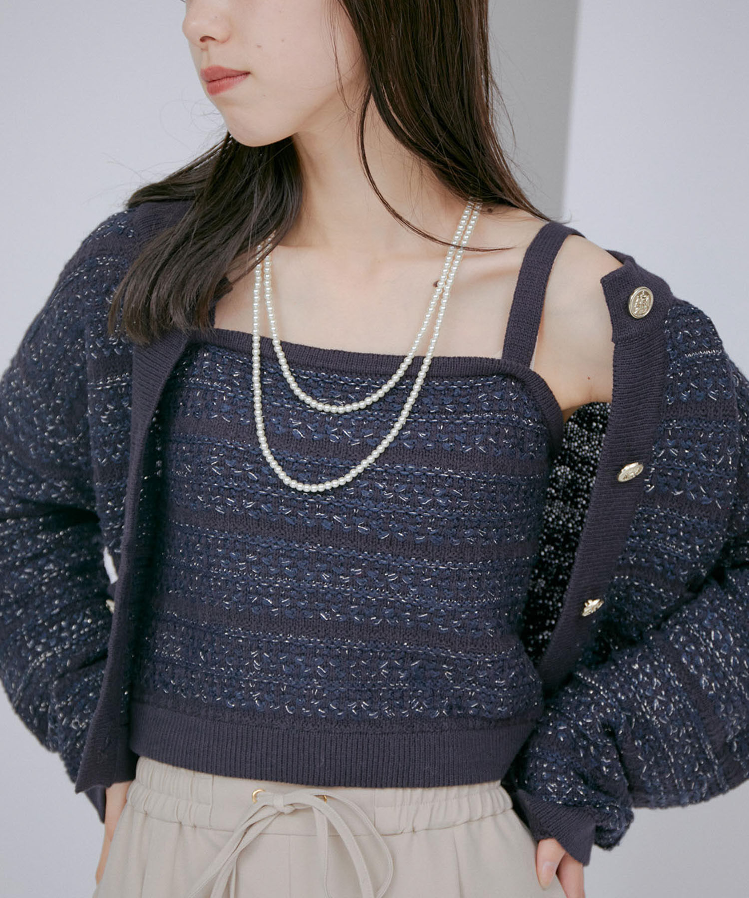 VIS「【アンサンブル対応】ツイードニットビスチェ」|キャミソール|