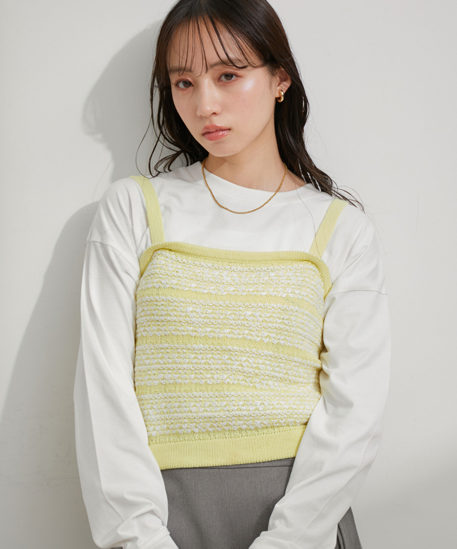 VIS「【アンサンブル対応】ツイードニットビスチェ」|キャミソール|