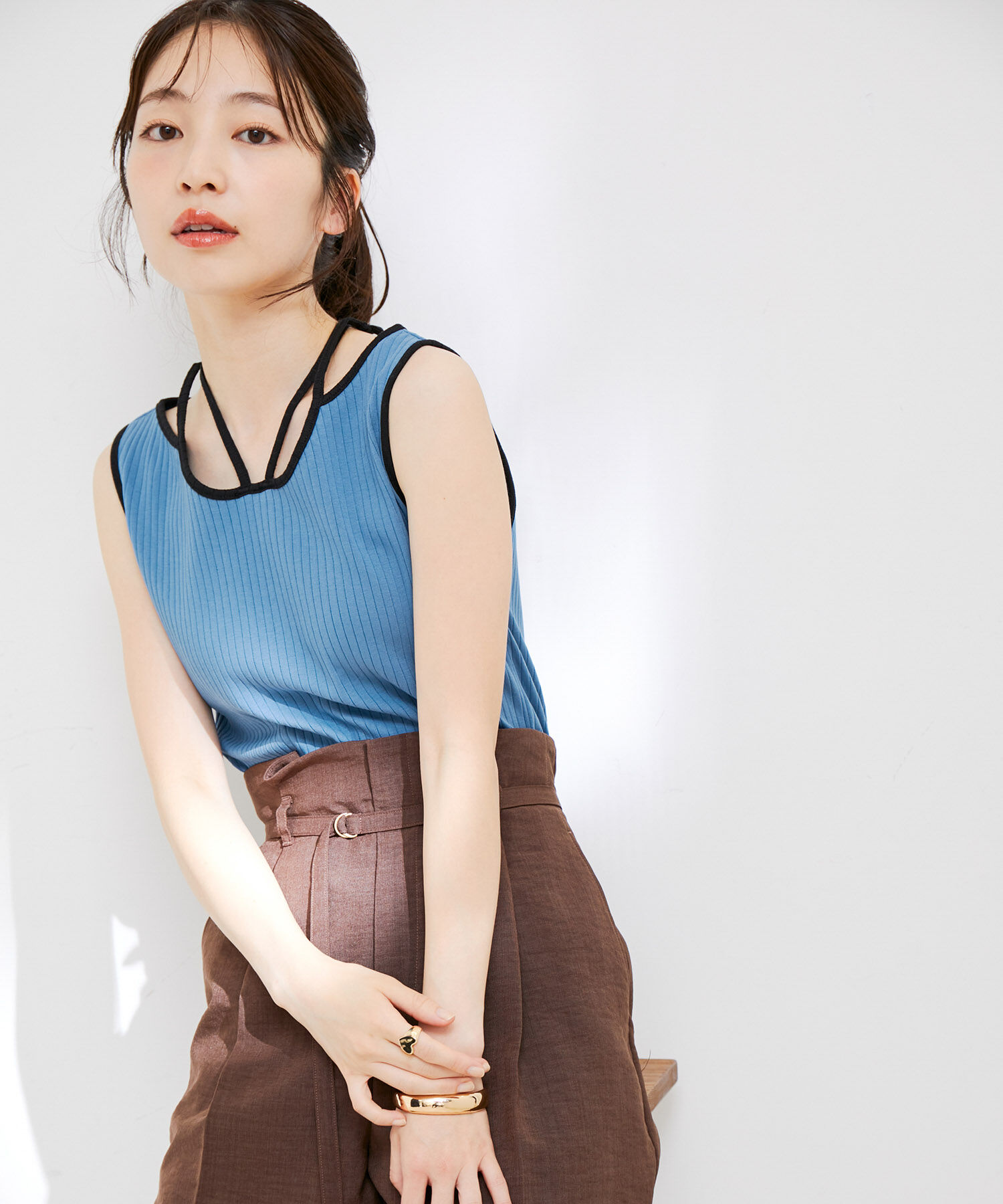 VIS「ネックストラップテレコリブタンクトップ」|タンクトップ|