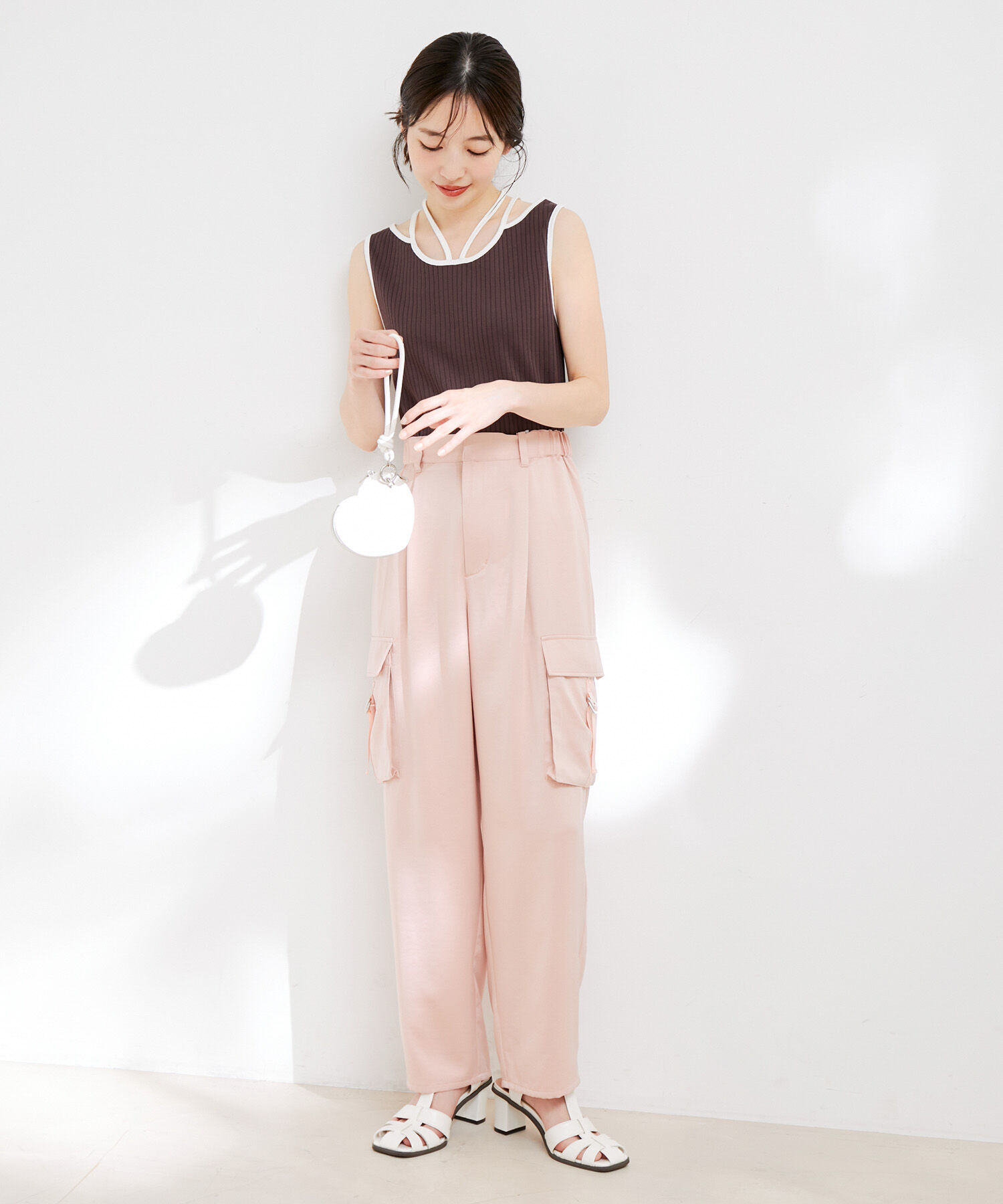 VIS「ネックストラップテレコリブタンクトップ」|タンクトップ|