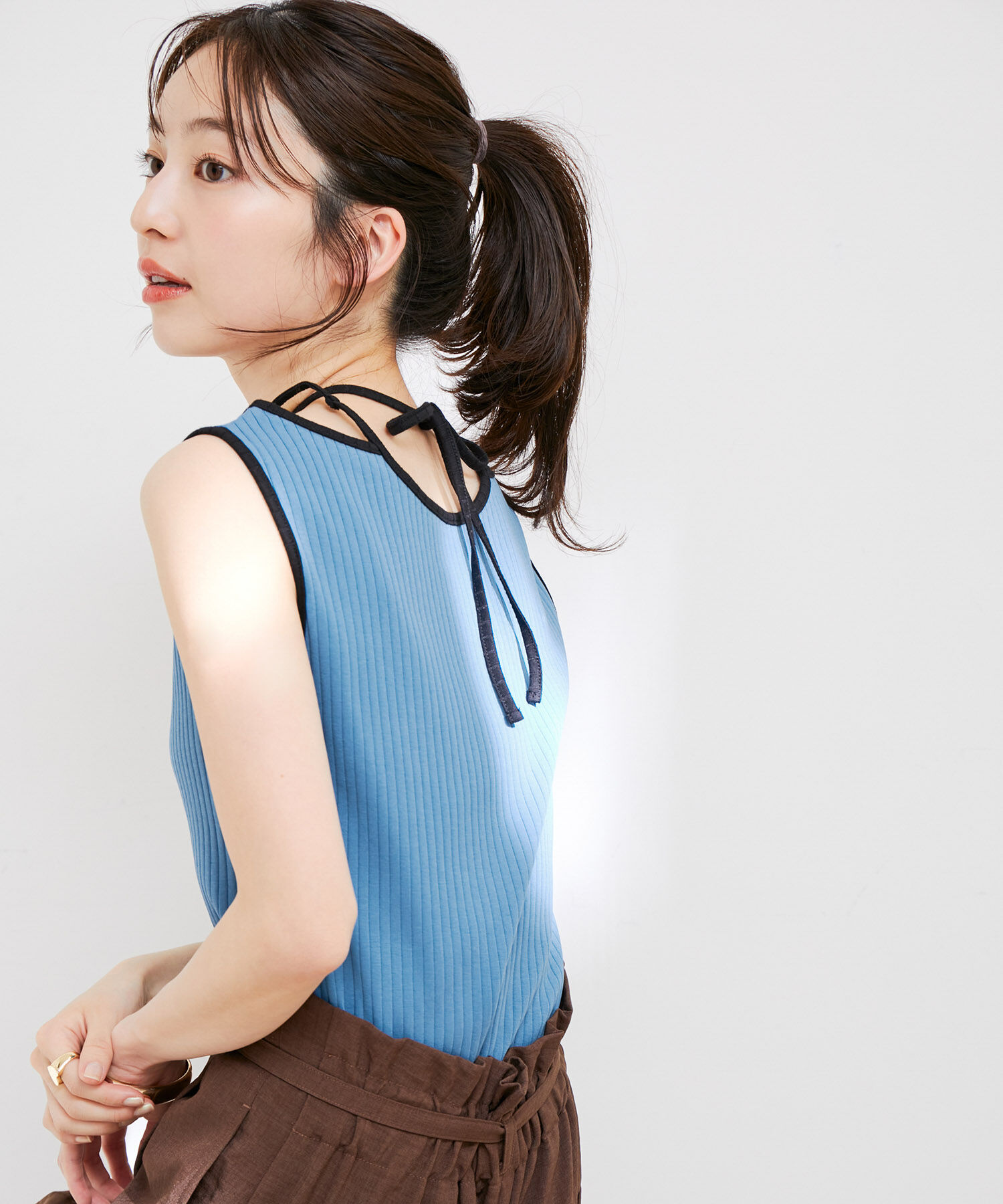 VIS「ネックストラップテレコリブタンクトップ」|タンクトップ|