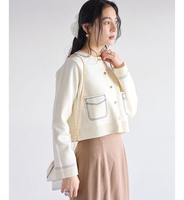 VIS「ステッチワークニットジャケット」|カーディガン|