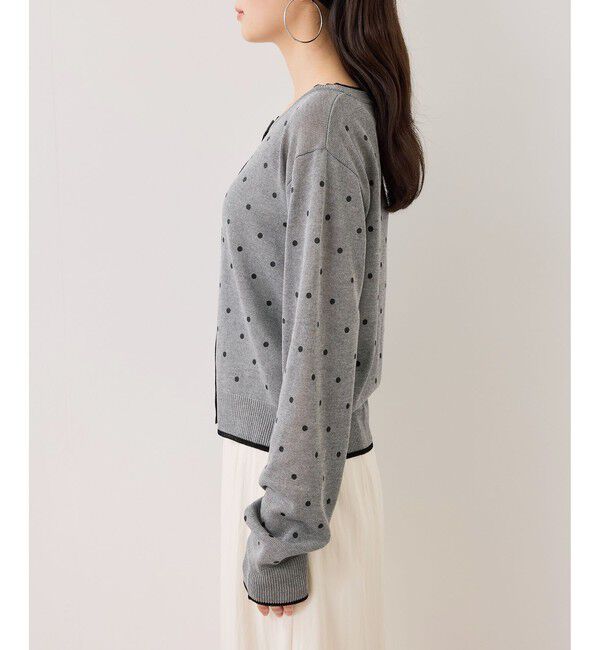 VIS「【WEB限定】麻ライクドット配色カーディガン」|カーディガン|