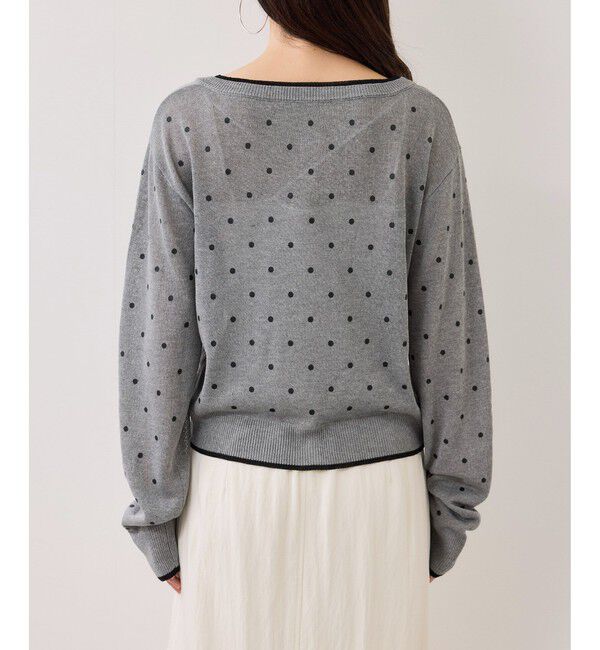 VIS「【WEB限定】麻ライクドット配色カーディガン」|カーディガン|