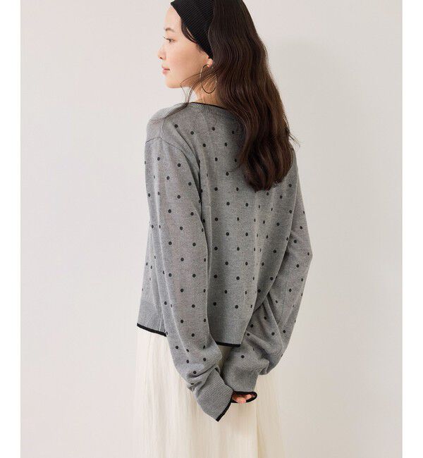 VIS「【WEB限定】麻ライクドット配色カーディガン」|カーディガン|
