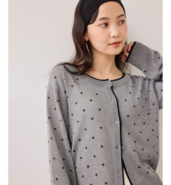 VIS「【WEB限定】麻ライクドット配色カーディガン」|カーディガン|