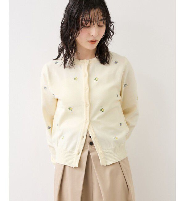 VIS「【WEB限定】フルーツ刺しゅうクルーネックカーディガン」|カーディガン|