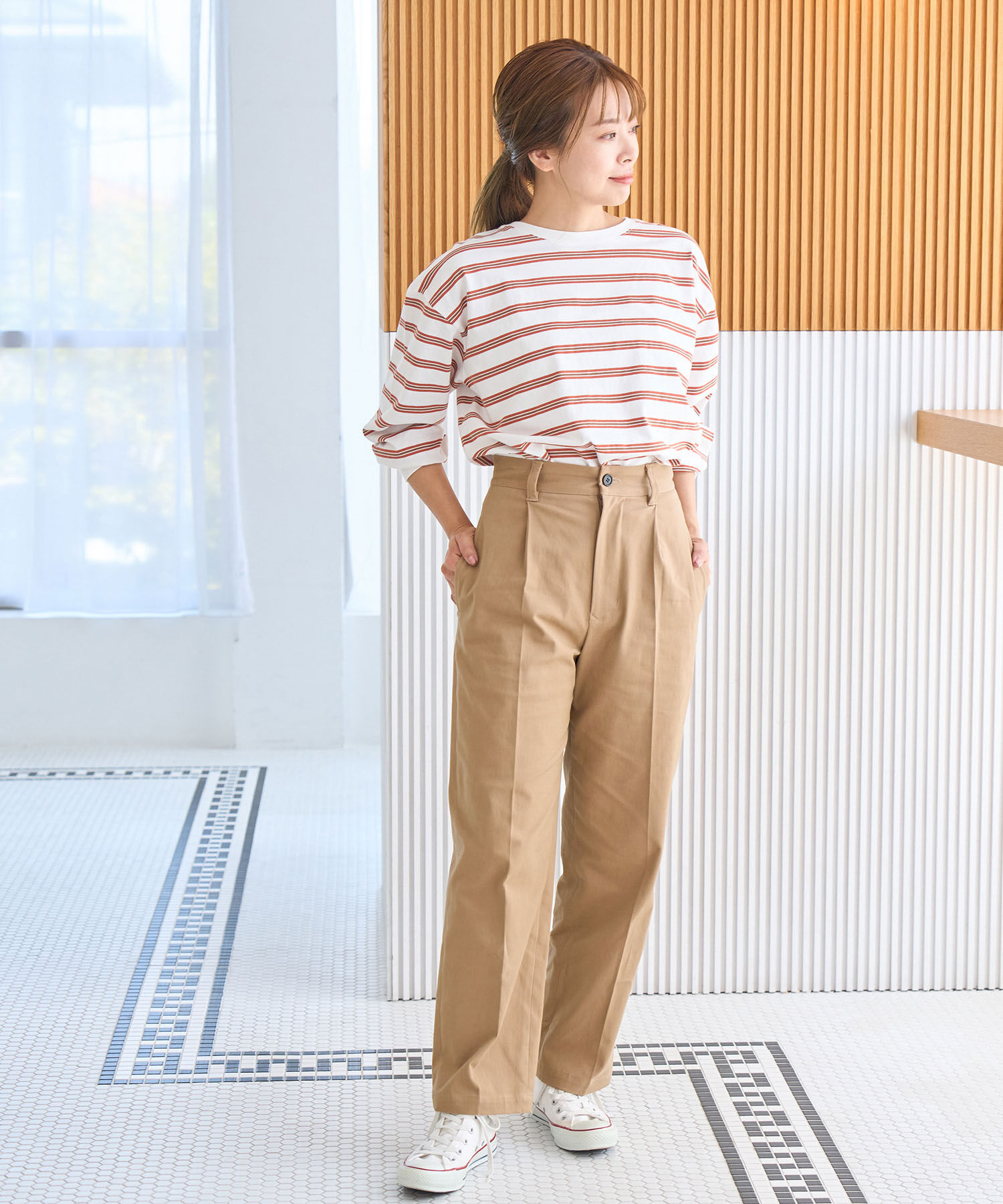 ROPE' PICNIC R「リンクコーデ/綿ストレッチチノパンツ」|チノ|