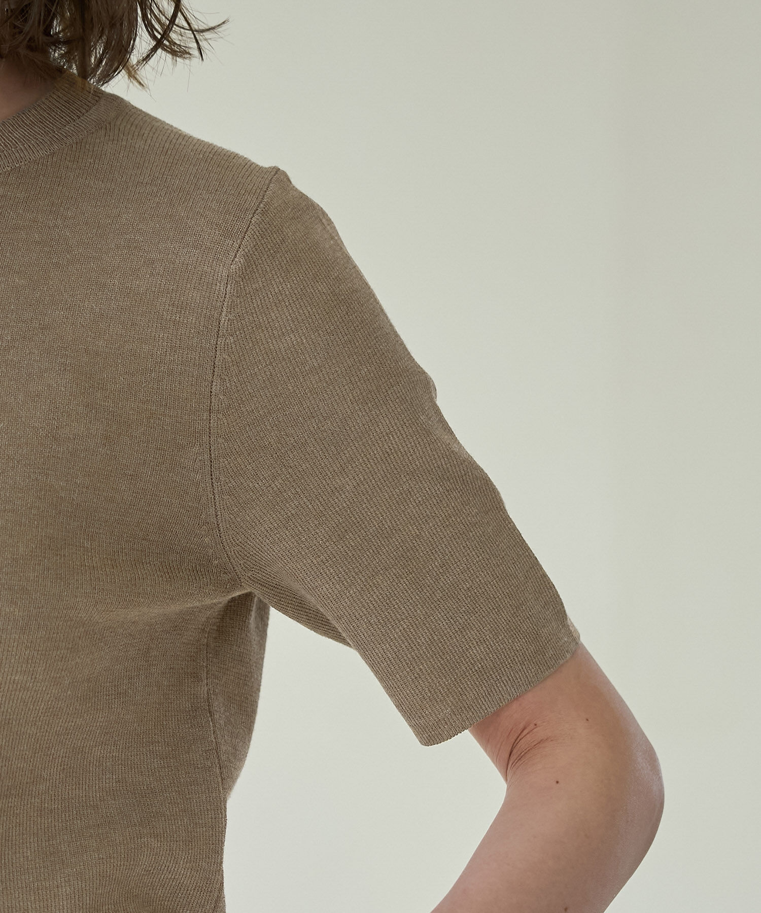 Rope&rsquo;Picnic「スパークナイロンハーフスリーブニットプルオーバー」|ニット・セーター|