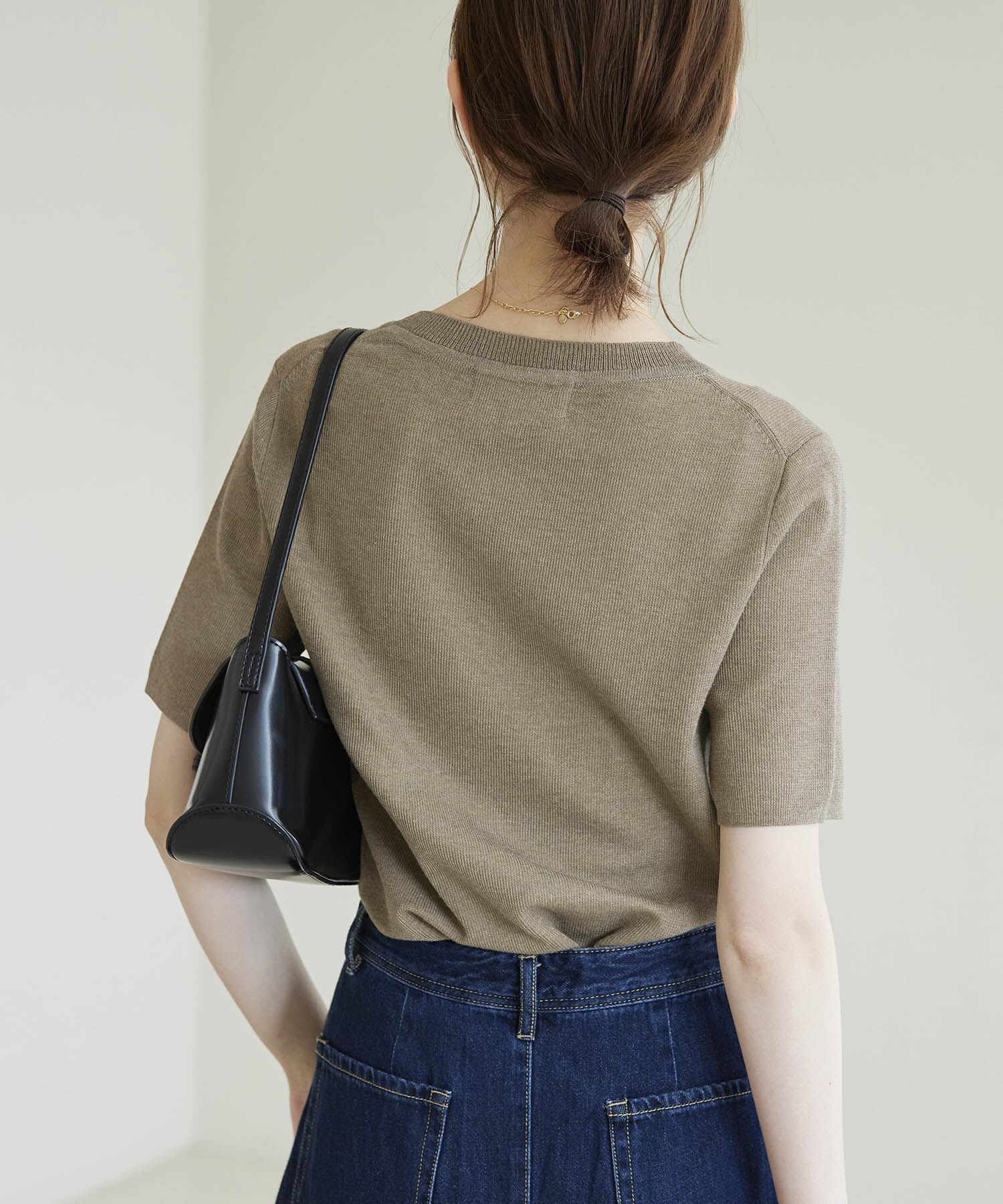 Rope&rsquo;Picnic「スパークナイロンハーフスリーブニットプルオーバー」|ニット・セーター|