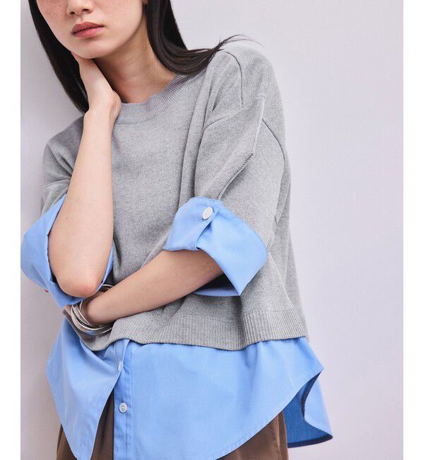 ADAM ET ROPE'「【WEB限定】シャツコンビニットプルオーバー」|ニット・セーター|グレー(07)