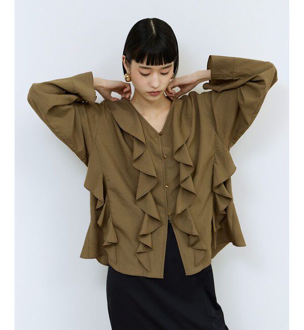 ADAM ET ROPE'「【WEB限定】オーバーラッフルフリルブラウス」|シャツ・ブラウス|