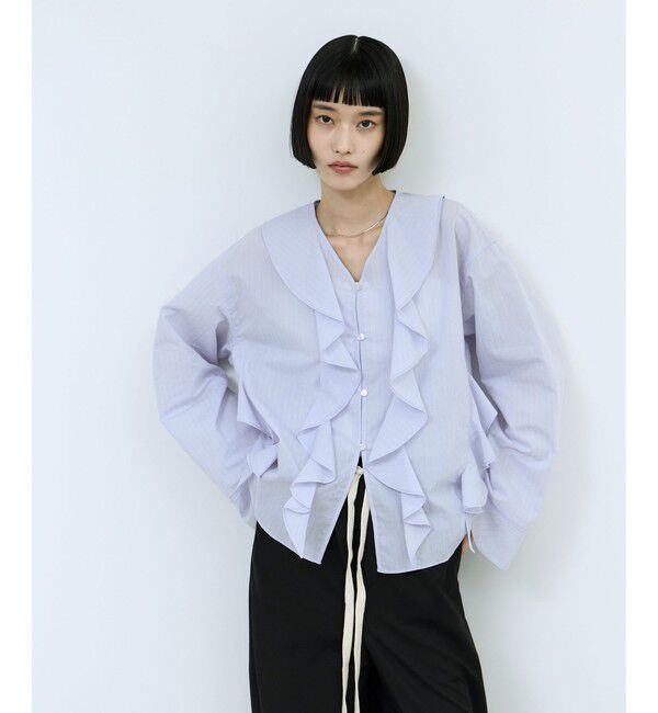 ADAM ET ROPE'「【WEB限定】オーバーラッフルフリルブラウス」|シャツ・ブラウス|