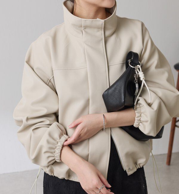  「レザータッチスタンドブルゾン」|ベスト・ジレ|