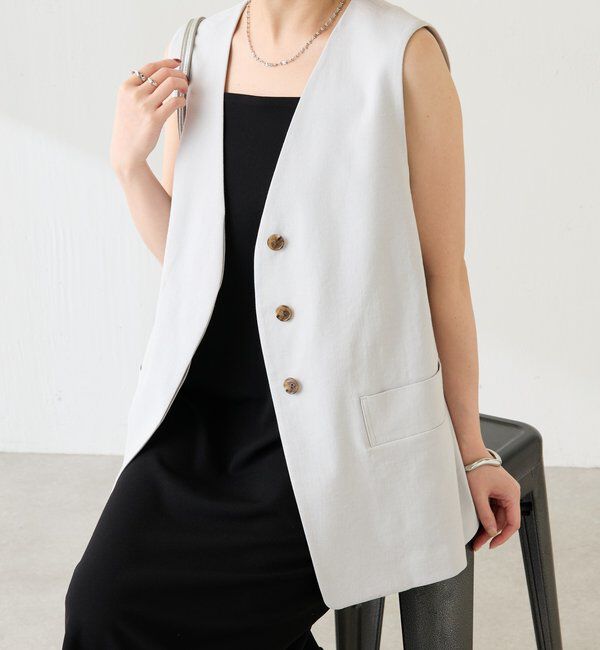  「シェルタリングジレ」|ベスト・ジレ|ライトグレー