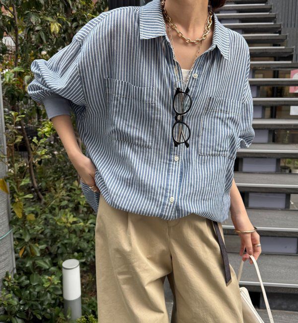  「袖リブシアーデニムシャツ」|シャツ・ブラウス|