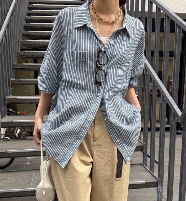  「袖リブシアーデニムシャツ」|シャツ・ブラウス|