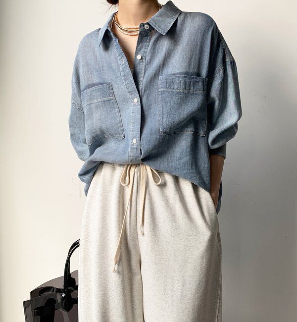  「袖リブシアーデニムシャツ」|シャツ・ブラウス|