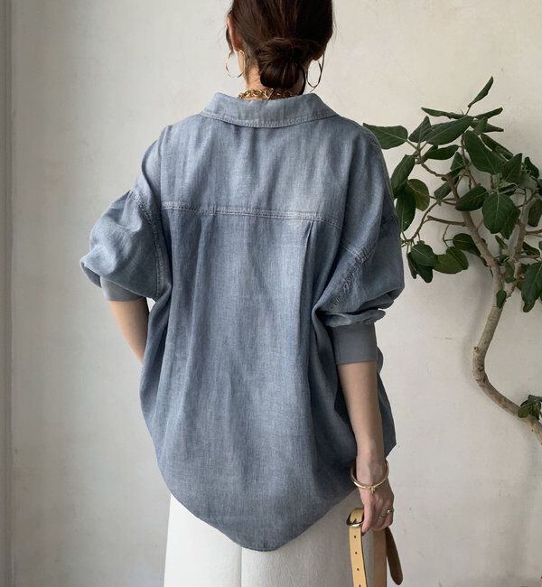  「袖リブシアーデニムシャツ」|シャツ・ブラウス|