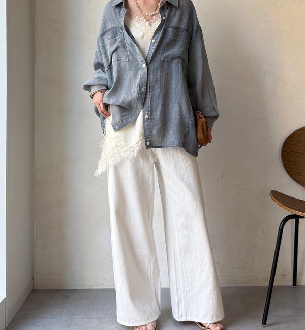  「袖リブシアーデニムシャツ」|シャツ・ブラウス|