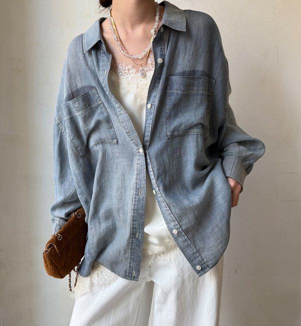  「袖リブシアーデニムシャツ」|シャツ・ブラウス|