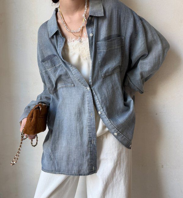  「袖リブシアーデニムシャツ」|シャツ・ブラウス|