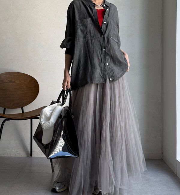  「袖リブシアーデニムシャツ」|シャツ・ブラウス|