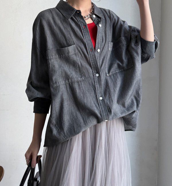  「袖リブシアーデニムシャツ」|シャツ・ブラウス|