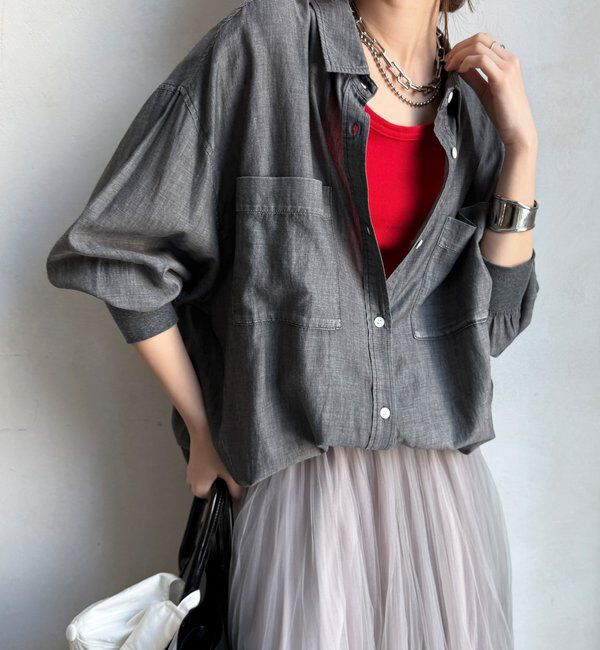  「袖リブシアーデニムシャツ」|シャツ・ブラウス|