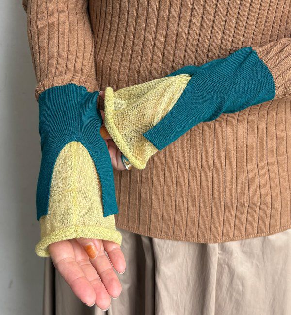  「【WEB限定】レイヤード配色シアースリーブプルオーバー」|ニット・セーター|