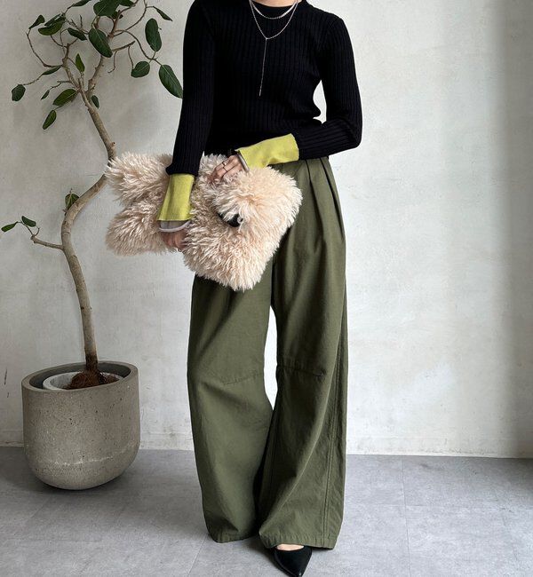  「【WEB限定】レイヤード配色シアースリーブプルオーバー」|ニット・セーター|