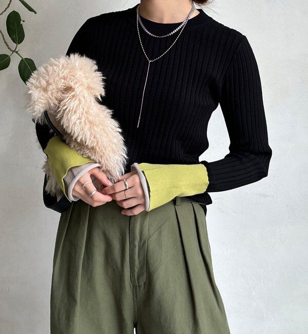  「【WEB限定】レイヤード配色シアースリーブプルオーバー」|ニット・セーター|