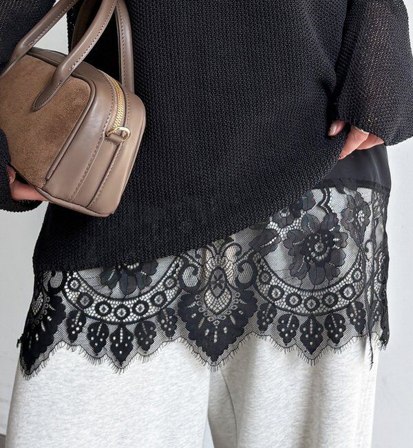  「レースキャミチュニック」|シャツ・ブラウス|ブラック