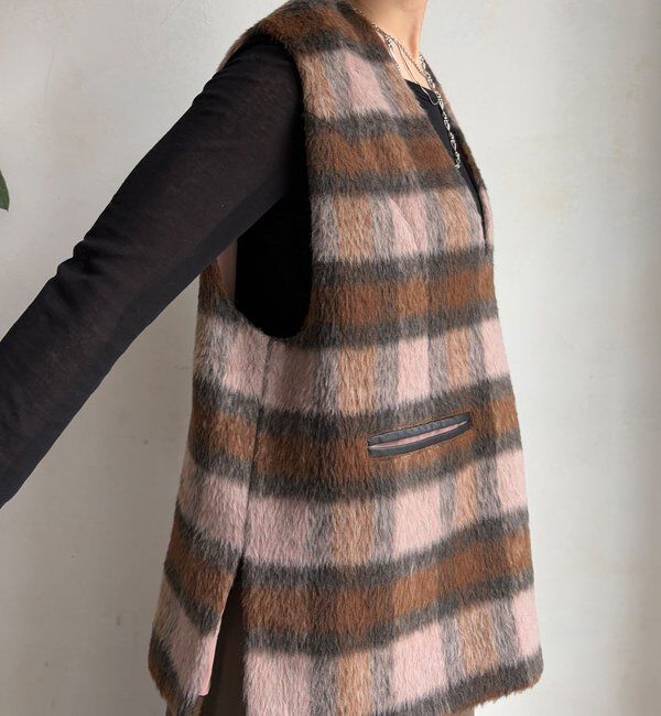  「【WEB限定】チェックシャギーベスト」|ベスト・ジレ|