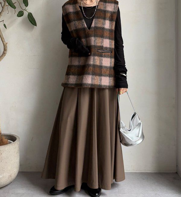  「【WEB限定】チェックシャギーベスト」|ベスト・ジレ|