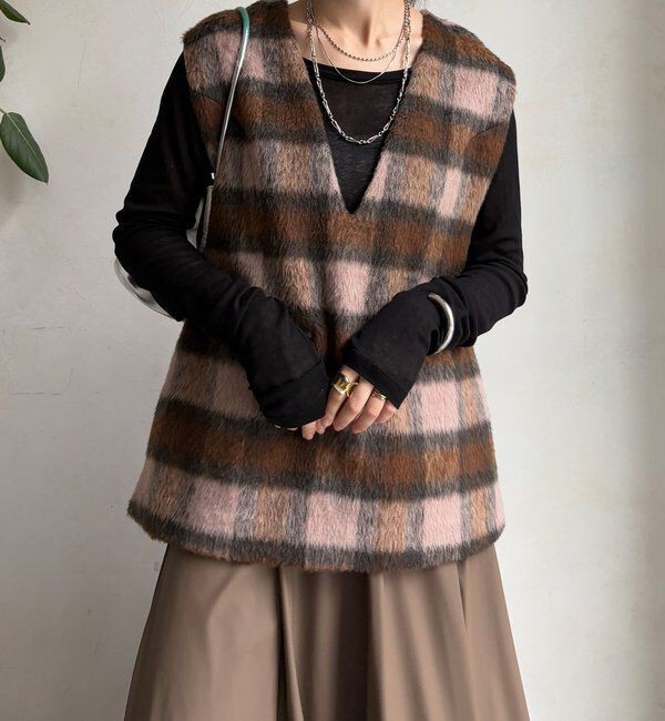  「【WEB限定】チェックシャギーベスト」|ベスト・ジレ|