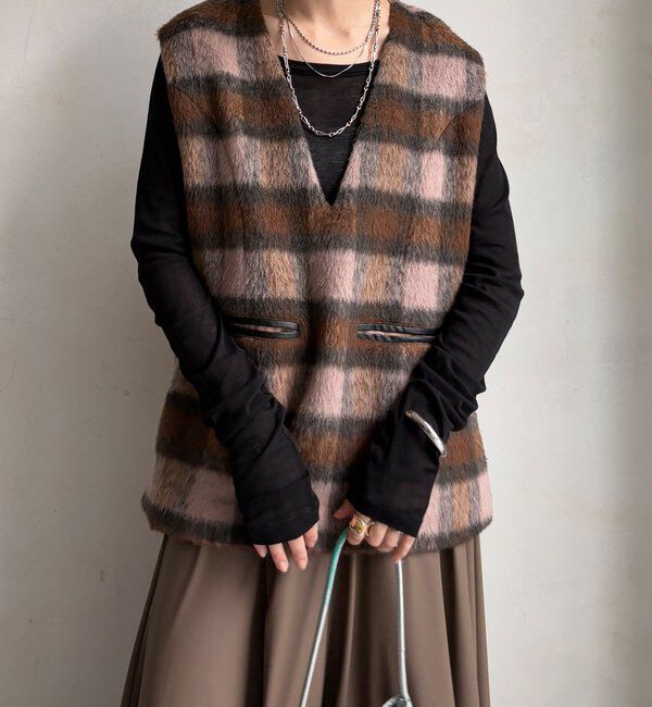  「【WEB限定】チェックシャギーベスト」|ベスト・ジレ|