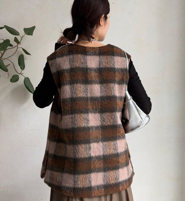  「【WEB限定】チェックシャギーベスト」|ベスト・ジレ|